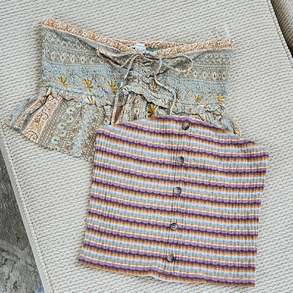 Tqo Striped and Patterned Tube Tops, American Eagle, Medium - Picture 1 of 7